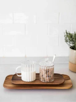 Andrea House Milchkännchen und Zuckerdose Brilia aus Glas, 3er-Set