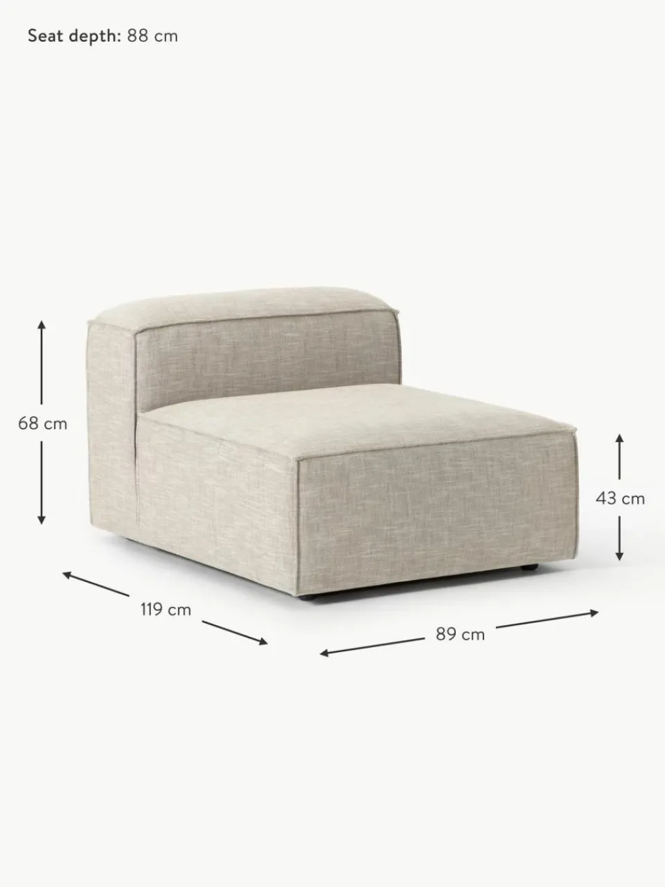 Westwing Collection Mittelmodul Lennon aus Leinen-Mix