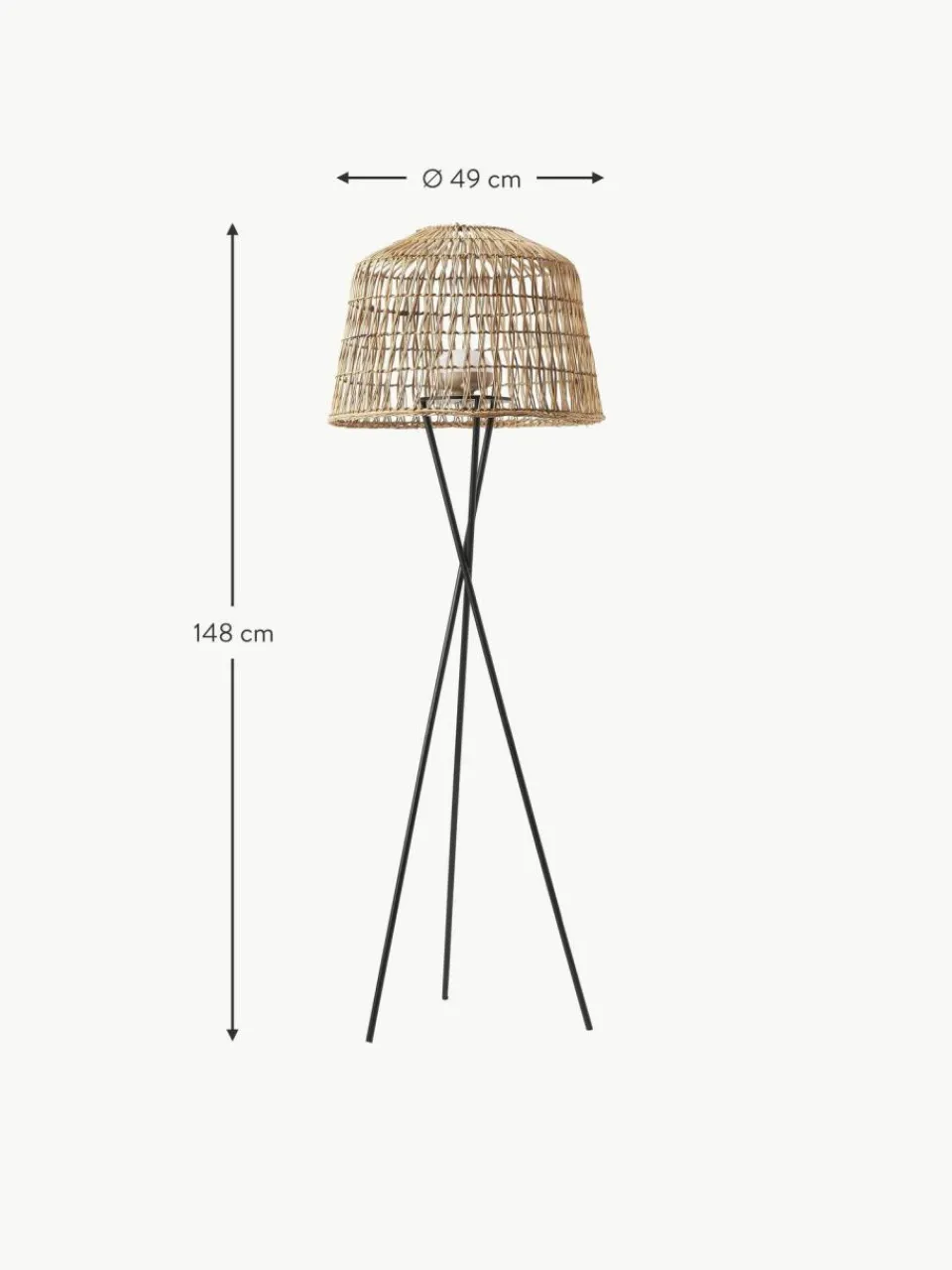 Westwing Mobile dimmbare Tripod LED-Stehlampe Amalfi mit Fernbedienung