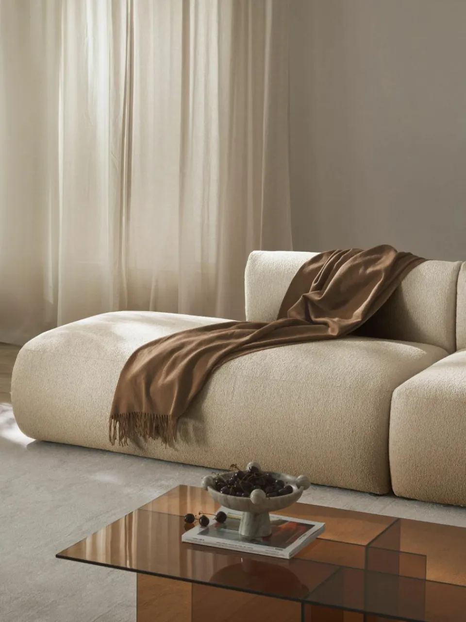 Westwing Collection Modulare Bouclé-Ottomane Sofia
