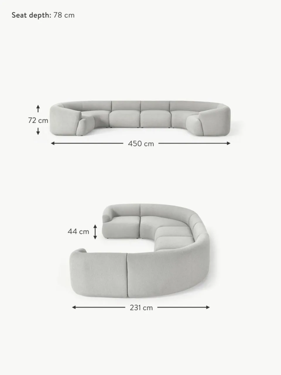 Westwing Collection Modulare XL Bouclé-Wohnlandschaft Sofia