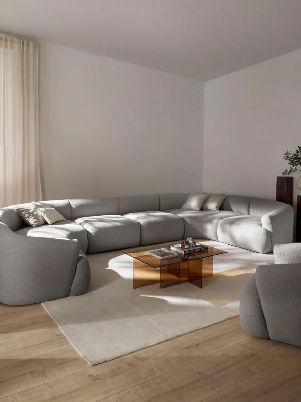 Westwing Collection Modulare XL Bouclé-Wohnlandschaft Sofia