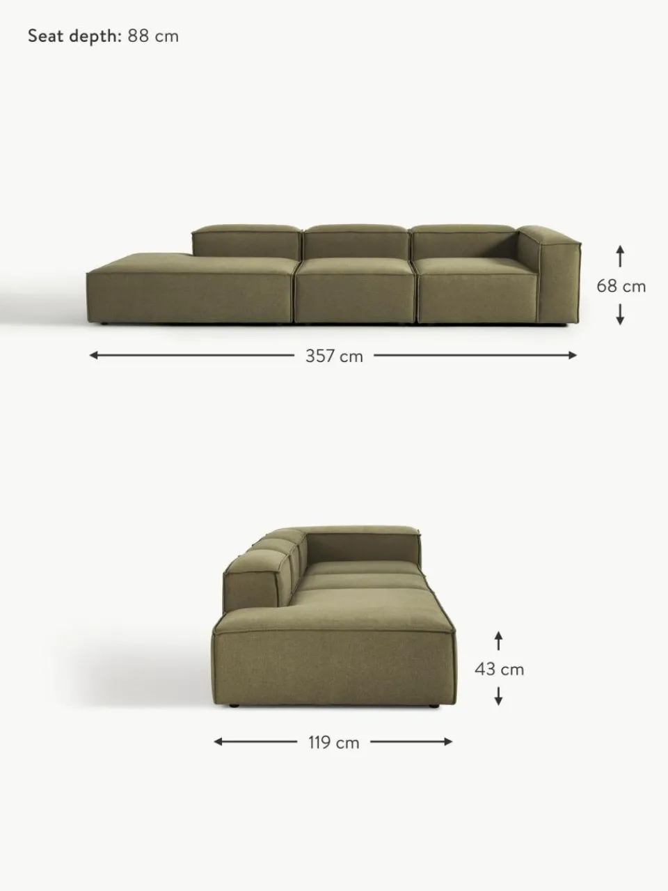 Westwing Collection Modulare XL-Ottomane Lennon
