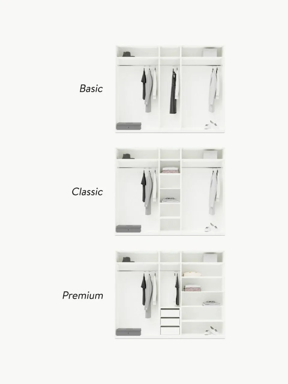 Westwing Collection Modularer Drehtürenschrank Leon, 250 cm Breite, mehrere Varianten