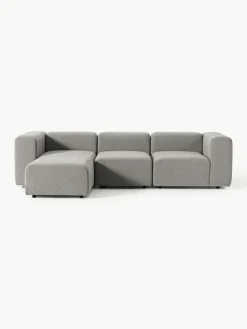 Westwing Collection Modulares Bouclé-Sofa Lena (4-Sitzer) mit Hocker (links/rechts)