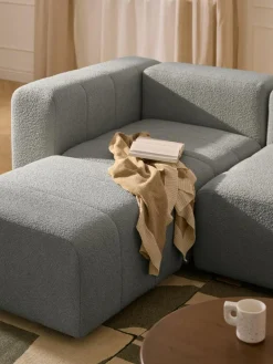 Westwing Collection Modulares Bouclé-Sofa Lena (4-Sitzer) mit Hocker (links/rechts)
