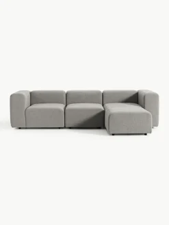 Westwing Collection Modulares Bouclé-Sofa Lena (4-Sitzer) mit Hocker (links/rechts)