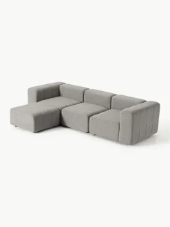 Westwing Collection Modulares Bouclé-Sofa Lena (4-Sitzer) mit Hocker (links/rechts)