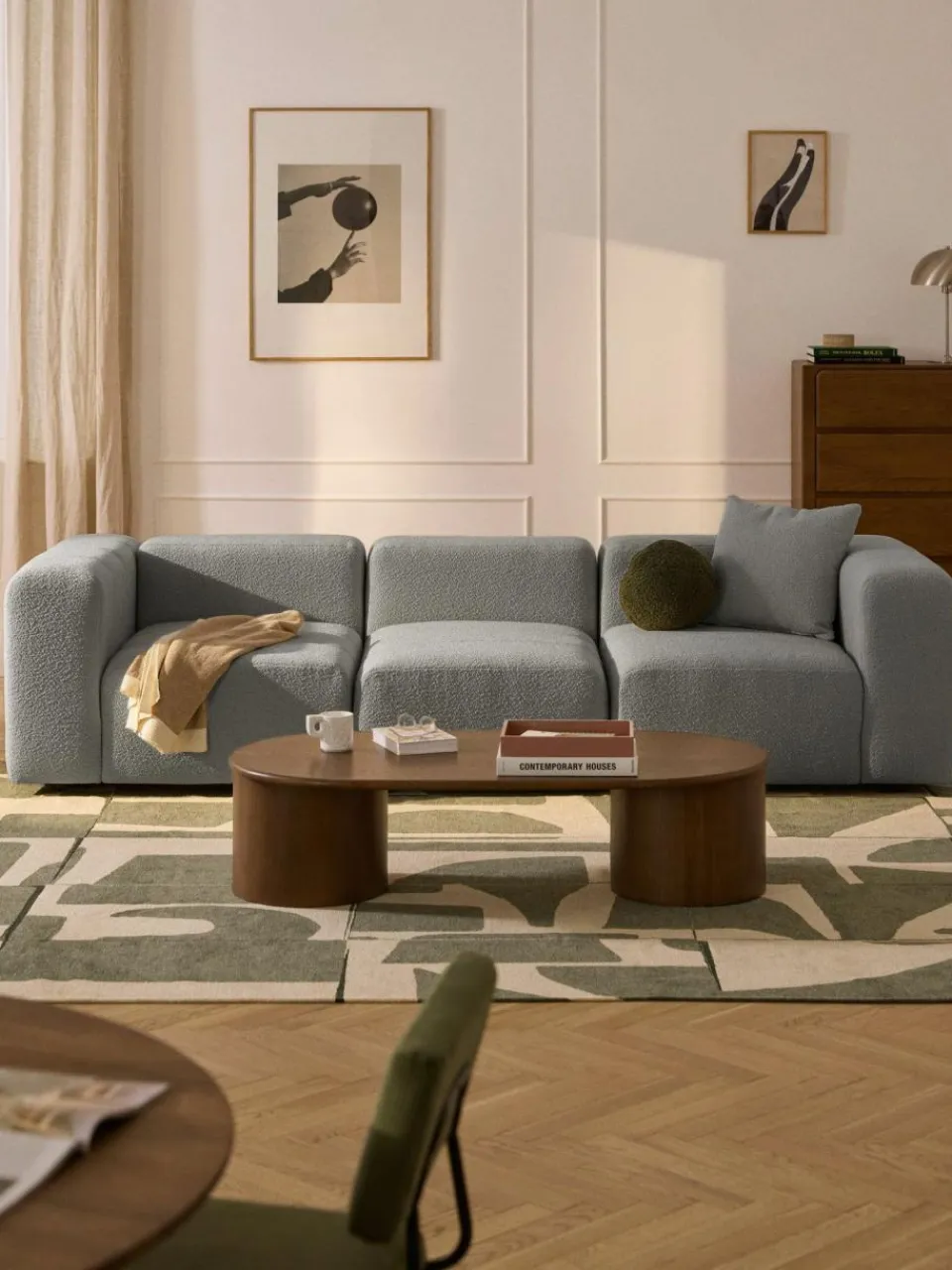 Westwing Collection Modulares Bouclé-Sofa Lena (4-Sitzer)