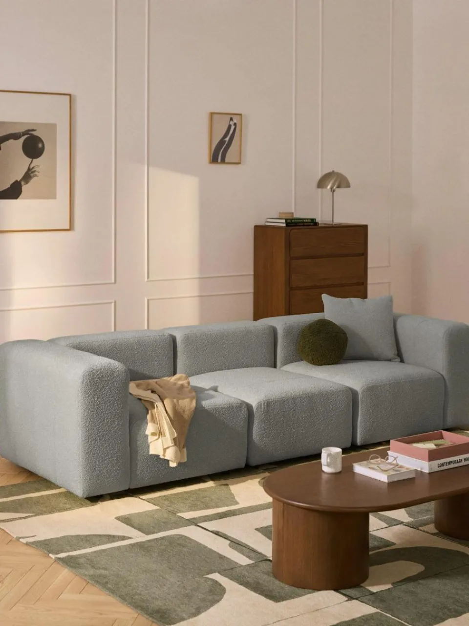 Westwing Collection Modulares Bouclé-Sofa Lena (4-Sitzer)