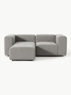 Westwing Collection Modulares Bouclé-Sofa Lena (3-Sitzer) mit Hocker (links/rechts)
