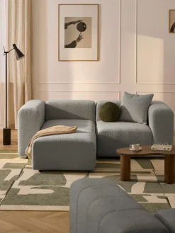 Westwing Collection Modulares Bouclé-Sofa Lena (3-Sitzer) mit Hocker (links/rechts)