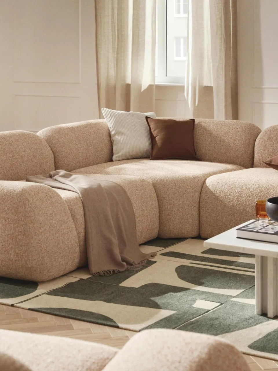 Westwing Collection Modulares Ecksofa Wolke (4-Sitzer) aus Bouclé