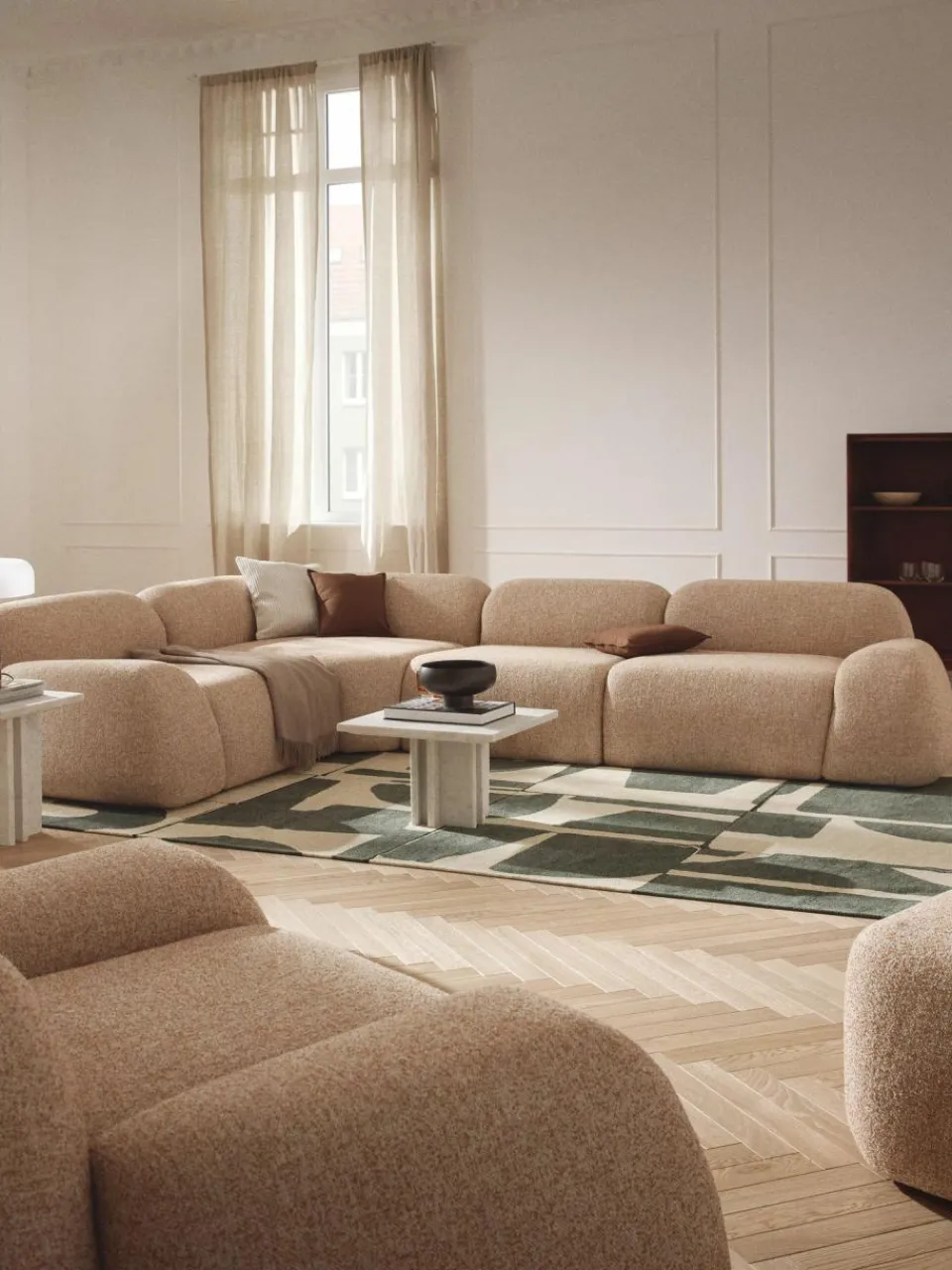 Westwing Collection Modulares Ecksofa Wolke (4-Sitzer) aus Bouclé