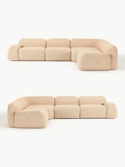 Westwing Collection Modulares Ecksofa Wolke (4-Sitzer) aus Bouclé