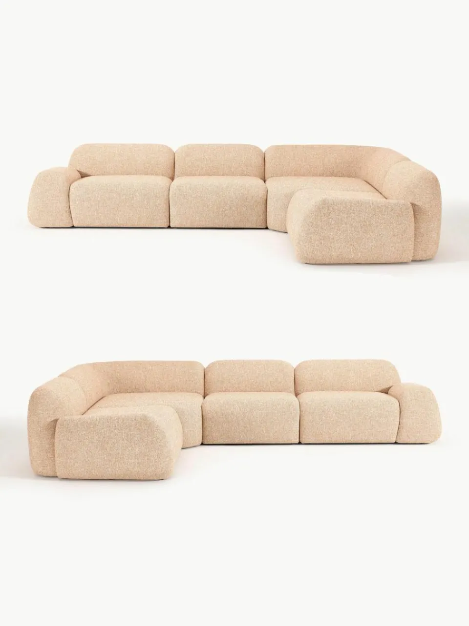 Westwing Collection Modulares Ecksofa Wolke (4-Sitzer) aus Bouclé