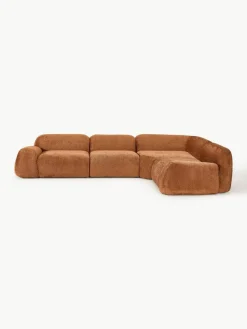 Westwing Collection Modulares Ecksofa Wolke (4-Sitzer) aus Teddy-Bouclé