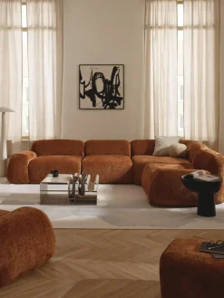 Westwing Collection Modulares Ecksofa Wolke (4-Sitzer) aus Teddy-Bouclé