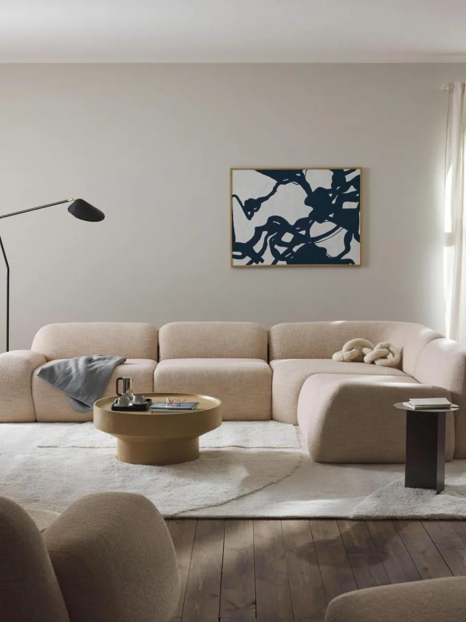 Westwing Collection Modulares Ecksofa Wolke (4-Sitzer) aus Bouclé