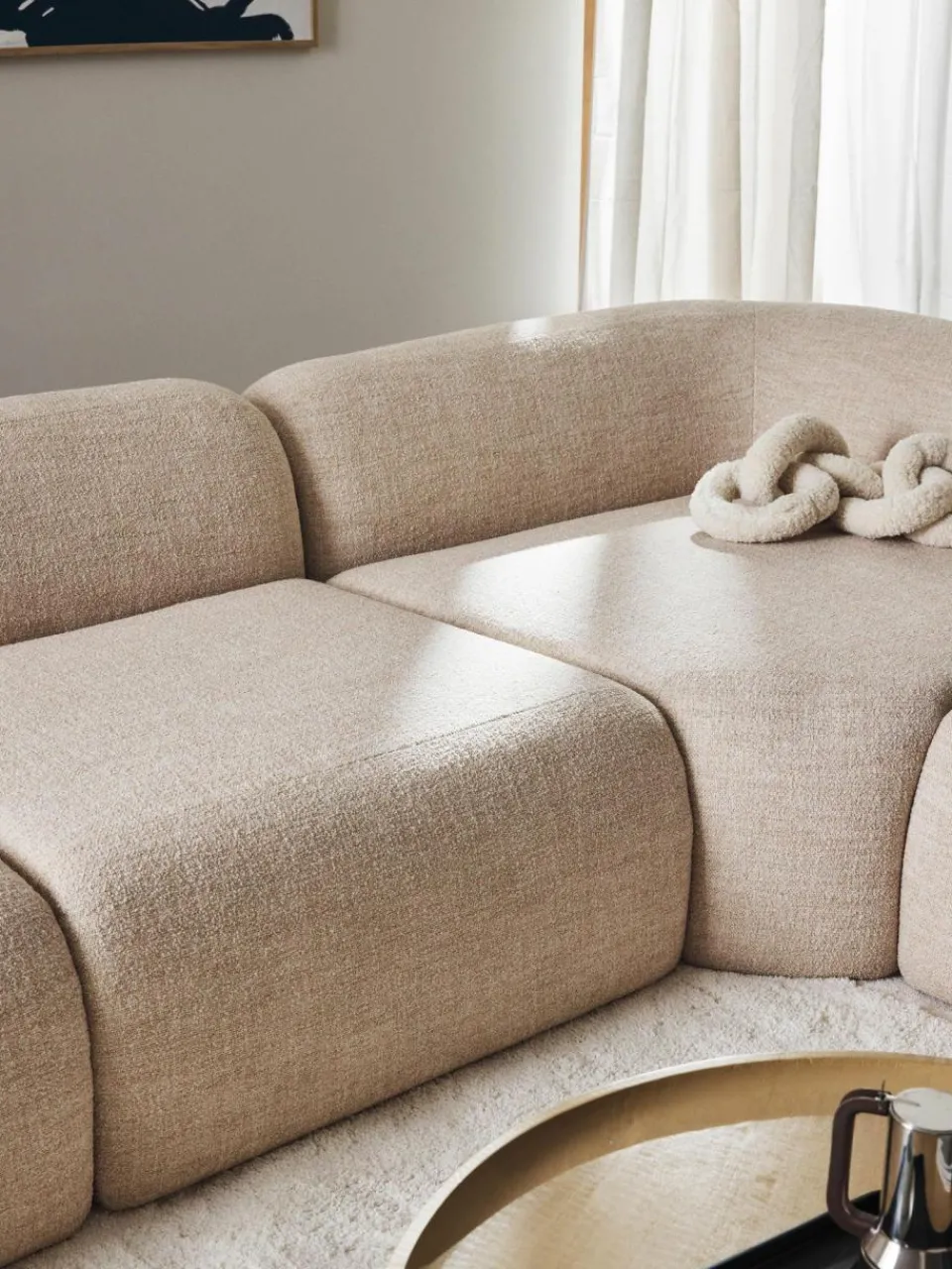 Westwing Collection Modulares Ecksofa Wolke (4-Sitzer) aus Bouclé