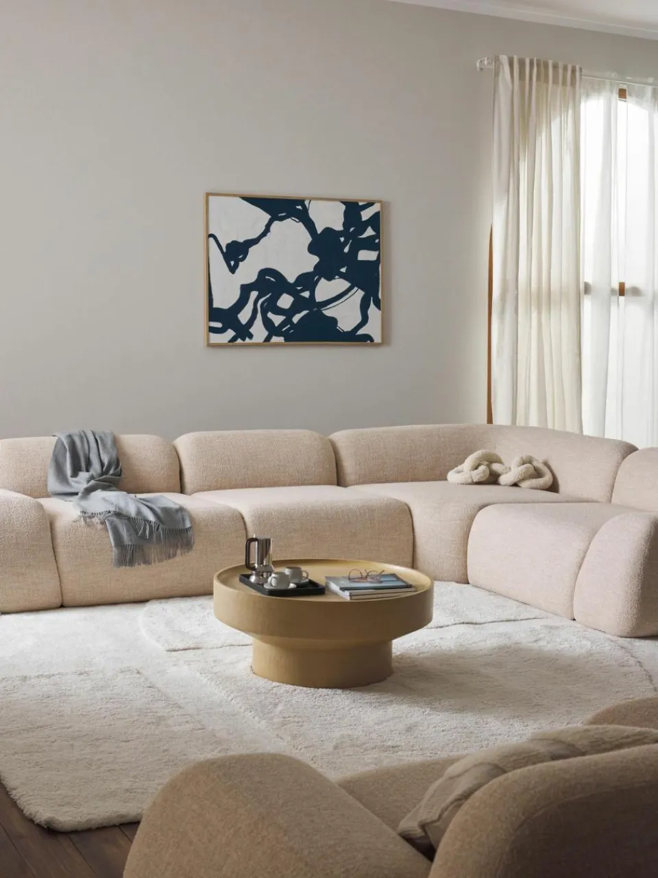 Westwing Collection Modulares Ecksofa Wolke (4-Sitzer) aus Bouclé