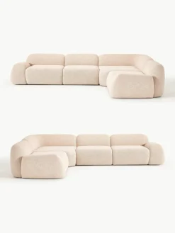 Westwing Collection Modulares Ecksofa Wolke (4-Sitzer) aus Bouclé