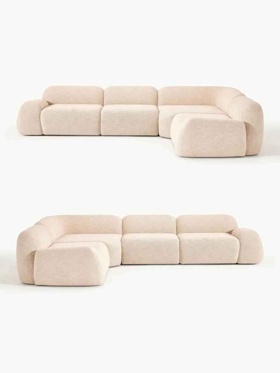 Westwing Collection Modulares Ecksofa Wolke (4-Sitzer) aus Bouclé