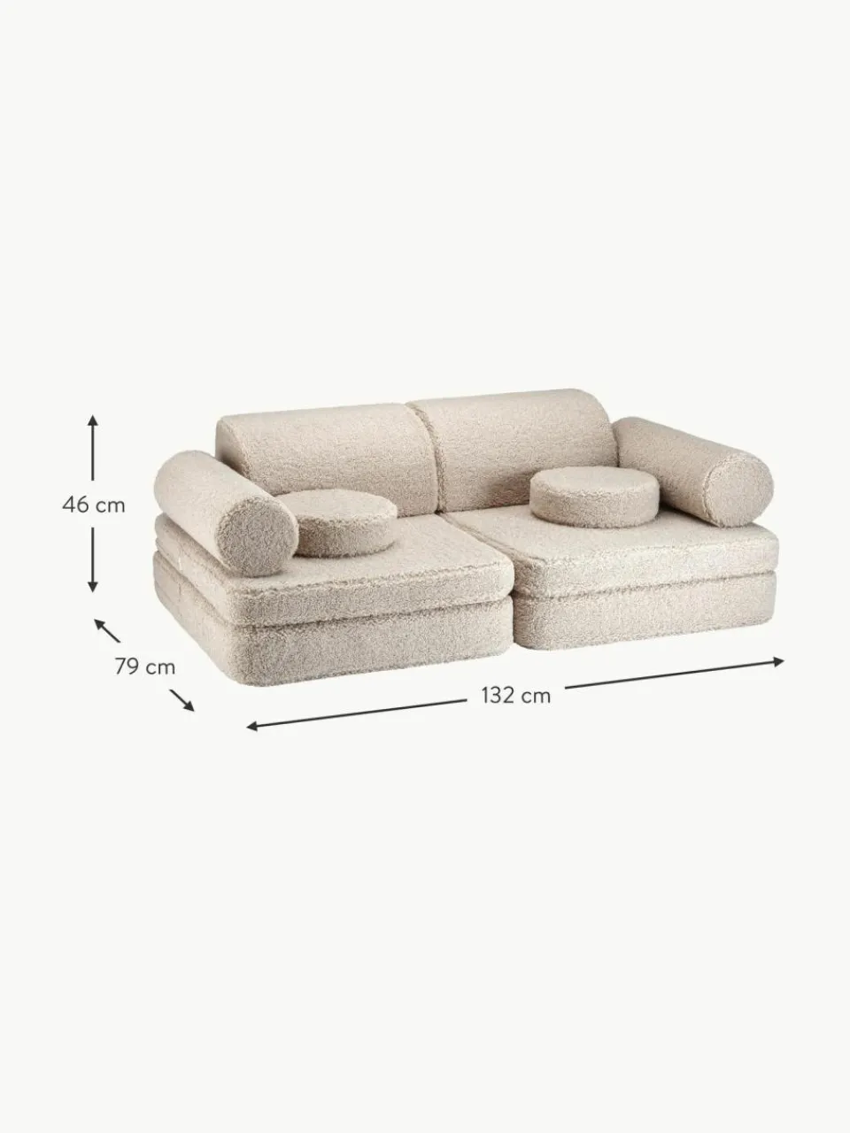 Kinder Wigiwama Modulares Kinder-Spielsofa Sugar aus Teddy, handgefertigt