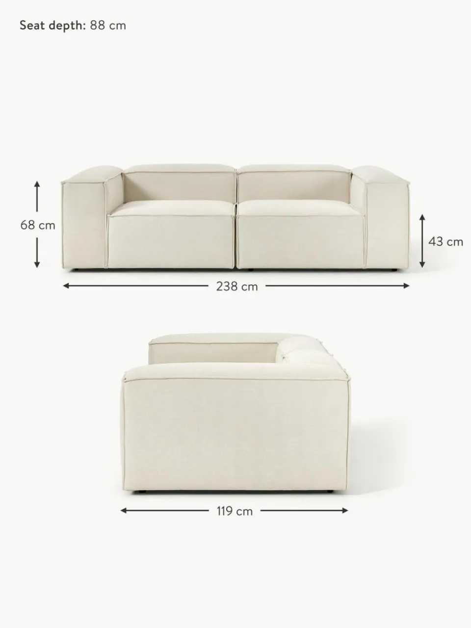 Westwing Collection Modulares Sofa Lennon (3-Sitzer)