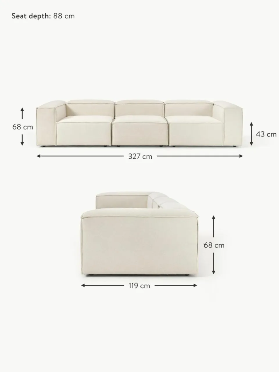 Westwing Collection Modulares Sofa Lennon (4-Sitzer)