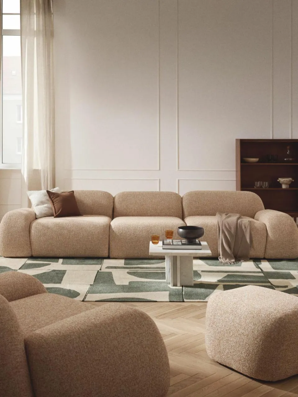 Westwing Collection Modulares Sofa Wolke (4-Sitzer) aus Bouclé