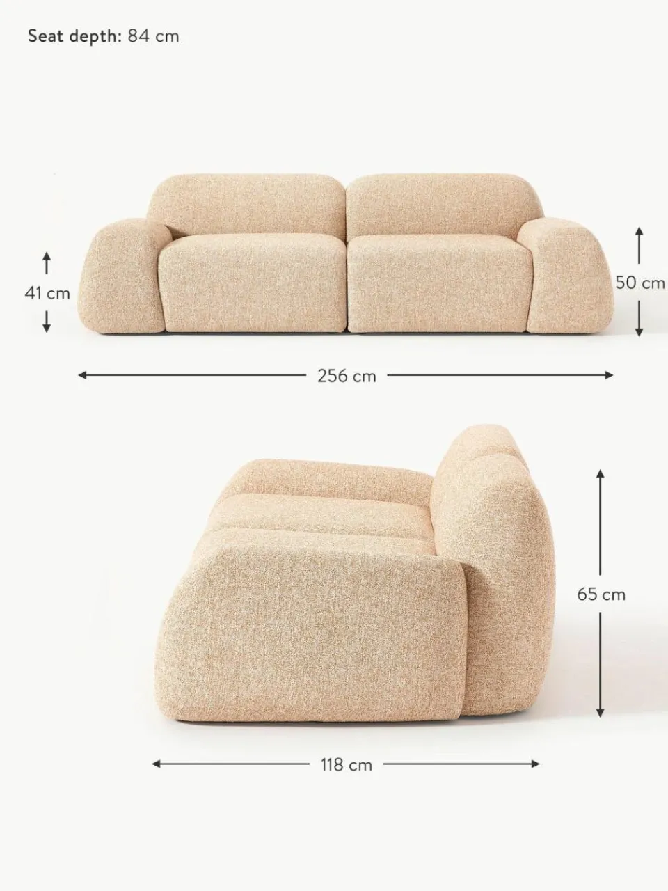 Westwing Collection Modulares Sofa Wolke (3-Sitzer) aus Bouclé