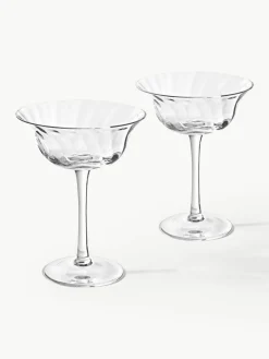 Westwing Collection Mundgeblasene Champagnerschalen Swirl, 4 Stück