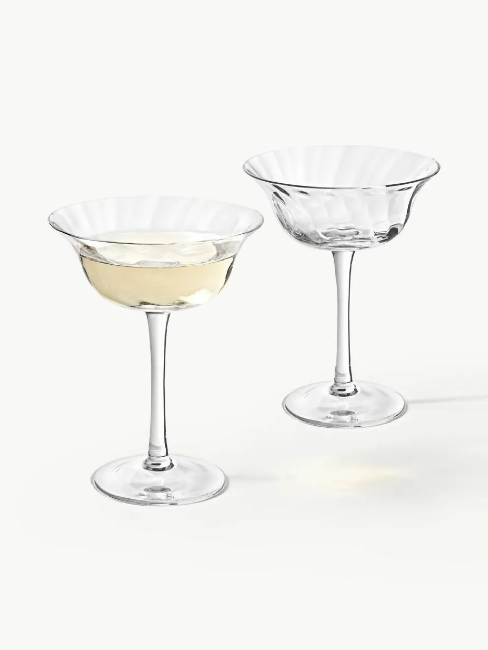 Westwing Collection Mundgeblasene Champagnerschalen Swirl, 4 Stück