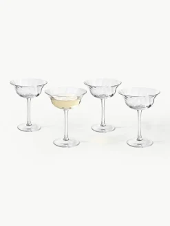Westwing Collection Mundgeblasene Champagnerschalen Swirl, 4 Stück