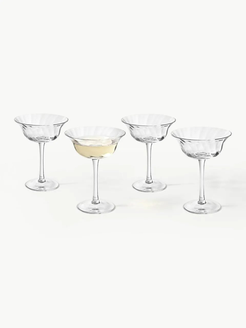 Westwing Collection Mundgeblasene Champagnerschalen Swirl, 4 Stück