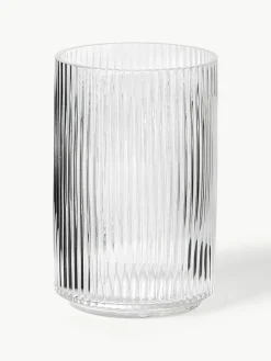Westwing Mundgeblasene Deko-Vase Carlo mit Rillenrelief, H 20 cm