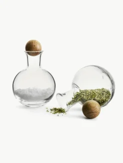 Sagaform Mundgeblasene Gewürzflaschen Eden mit Holzdeckel, 2er-Set