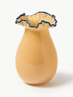 Westwing Collection Mundgeblasene Glas-Vase Gloria mit Dekor, H 24 cm