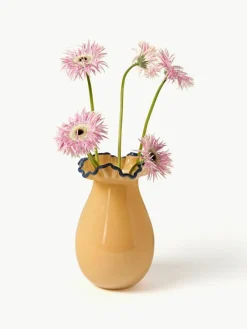 Westwing Collection Mundgeblasene Glas-Vase Gloria mit Dekor, H 24 cm