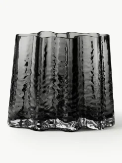 Cooee Design Mundgeblasene Glas-Vase Gry mit strukturierter Oberfläche, H 19 cm
