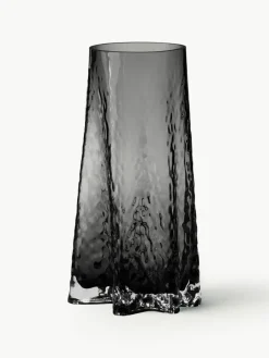 Cooee Design Mundgeblasene Glas-Vase Gry mit strukturierter Oberfläche, H 30 cm