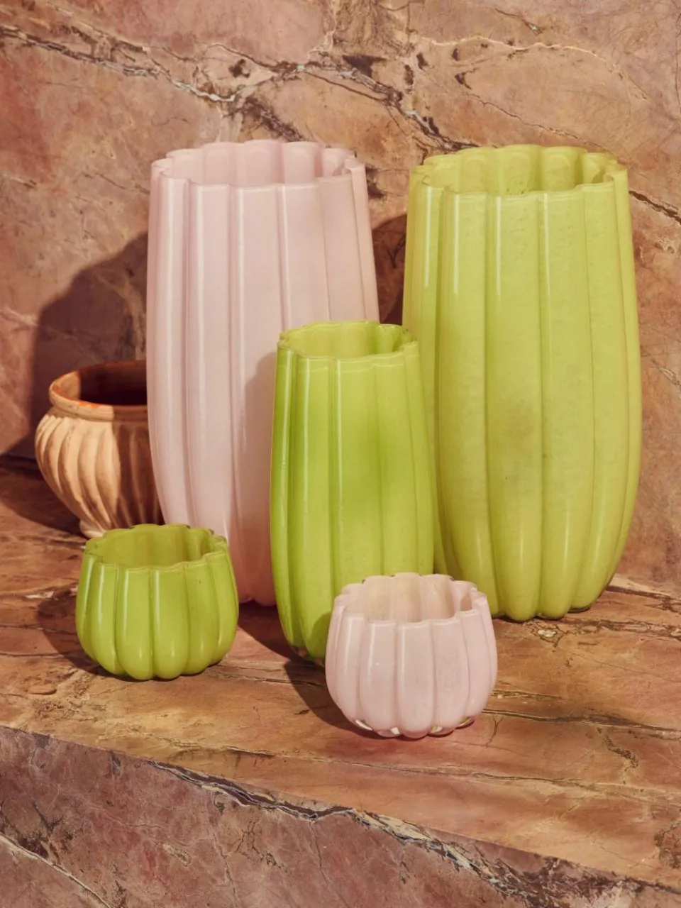 Pols Potten Mundgeblasene Glas-Vase Melon, H 38 cm
