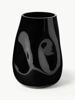 Westwing Collection Mundgeblasene Glas-Vase Obsidian, H 26 cm