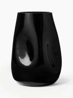 Westwing Collection Mundgeblasene Glas-Vase Obsidian, H 26 cm