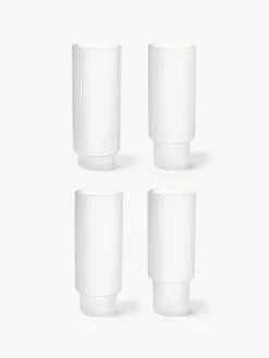 ferm LIVING Mundgeblasene Longdrinkgläser Ripple mit Rillenrelief, 4er-Set