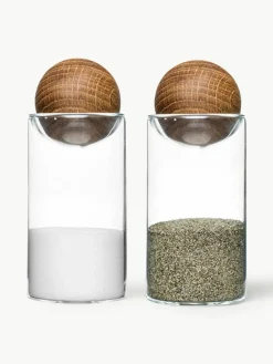 Sagaform Mundgeblasene Salz- und Pfefferstreuer Nature mit Holzdeckel, 2er-Set