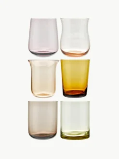 Bitossi Home Mundgeblasene Wassergläser Diseguale in unterschiedlichen Farben und Formen, 6er-Set