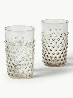 Anna von Lipa Mundgeblasene Wassergläser Hobnail, 6 Stück