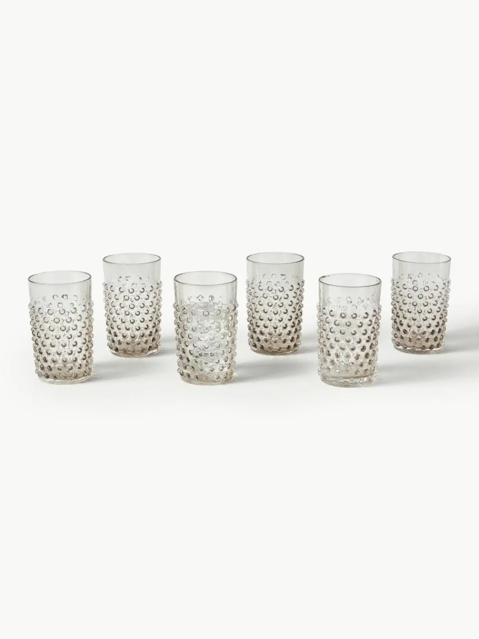 Anna von Lipa Mundgeblasene Wassergläser Hobnail, 6 Stück